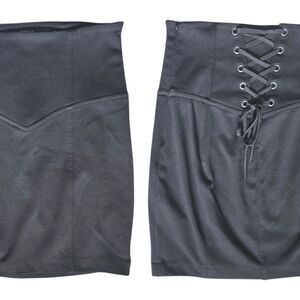 Guess Black Mini Pencil Skirt With Corset Tie Back - S